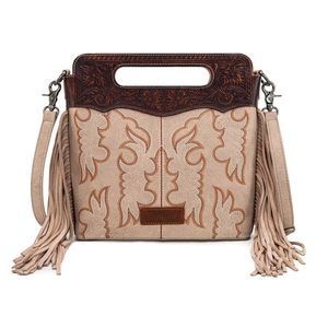 Wrangler Purse Western Fringe Crossbody Bags Floral Tooled Handbags :[